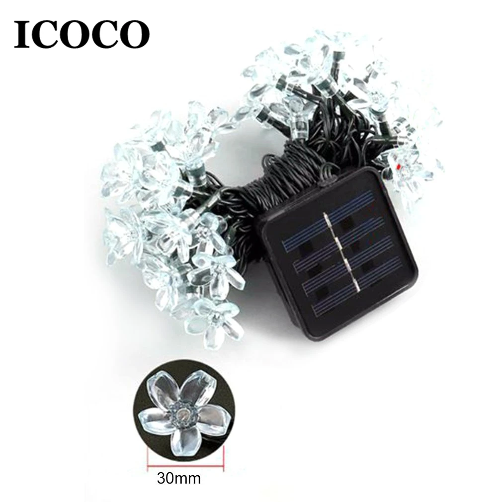 ICOCO 30 светодиодный гирлянды на солнечных батареях в форме цветка, рождественские праздничные вечерние гирлянды, водонепроницаемые украшения для сада и газона