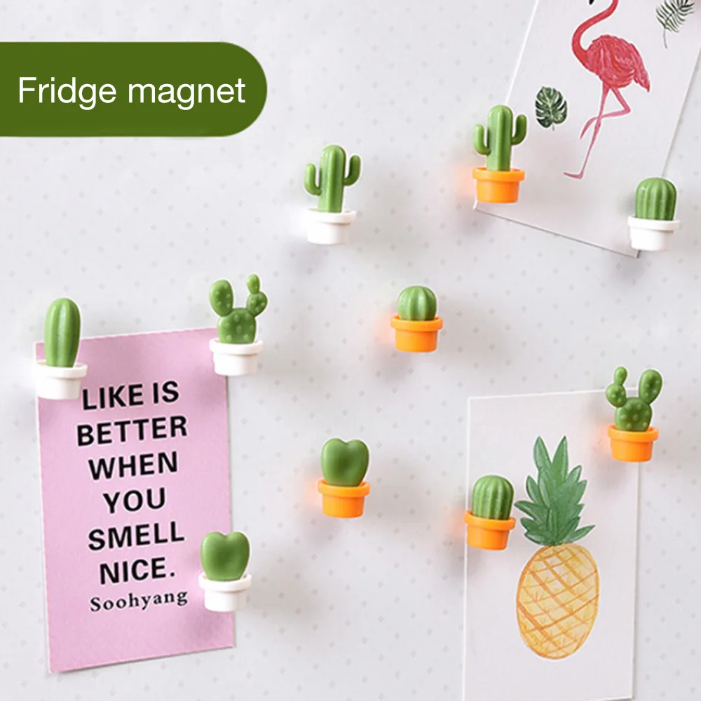 6pcs Cute Succulent Plant Magnet Button Cactus Leaf Fridge Magnet Refrigerator Notice Message Magnets Stickers Home Office Decor