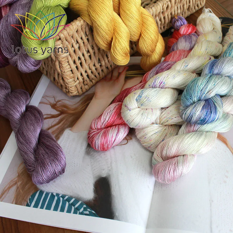 50g  Hank Handpainted Silk Yarn For Hand Knitting Crochet   Lace Weight Natural Silk 22 So Soft 6