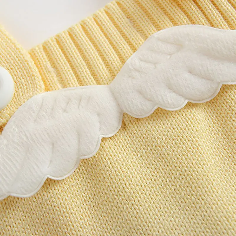 Winter Knitted Romper Baby Girl Boy Sleeveless Warm Cute Wings Design Strap Newborn Outfits