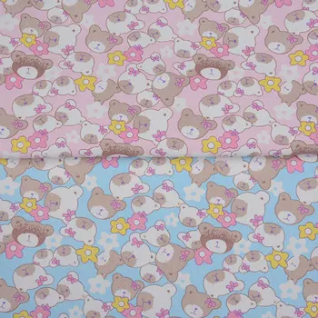 

Factory direct sales of new cartoon bear print cotton canvas, backpack handmade small bag fabric, spot wholesale