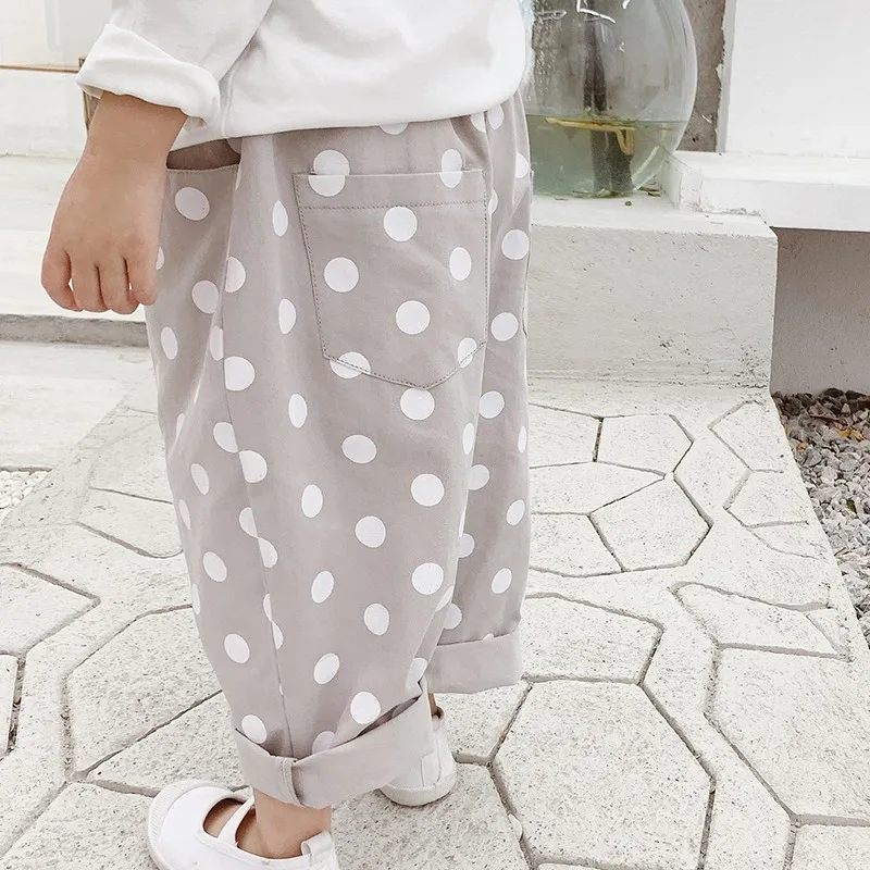 New Autumn Baby Boy Girl Dot Print Cotton Long Pants Trousers Toddler Casual Bottoms Clothing 1-8T Lovely Toddler Girl Pants