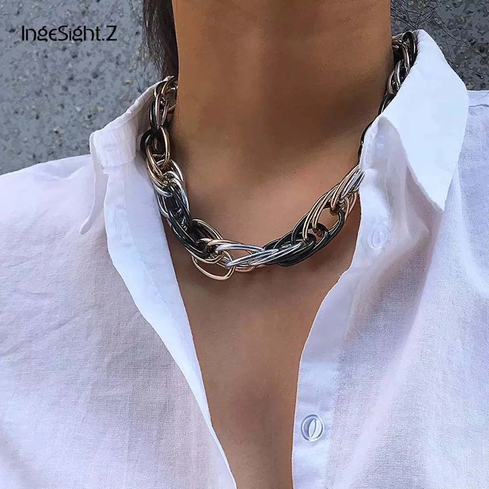 Choker Necklace Jewelry Punk Twisted Curb Cuban Chunky Vintage Women Thick Ingesight.z
