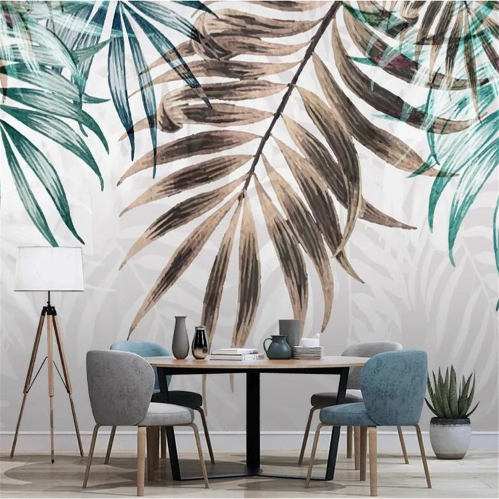 Milofi custom non-woven wallpaper mural modern minimalist fresh plant Nordic hand-painted background wall painting