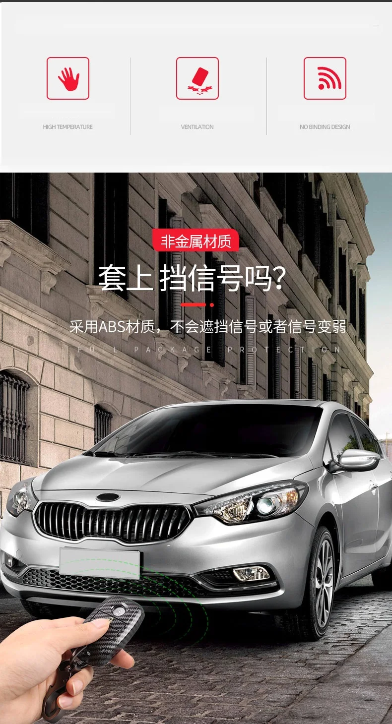 Глянцевый чехол для ключей из углеродного волокна ABS для Kia KX3 KX5 K3S RIO Ceed Cerato Optima K5 Sportage Sorento для стайлинга автомобилей