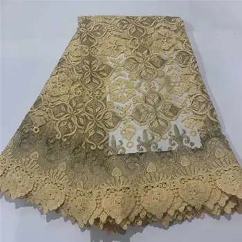 

High Quality Stone Nigerian Lace Fabric For Wedding Bridal Laces Fabric Golden French Swiss Lace Fabric With Stone