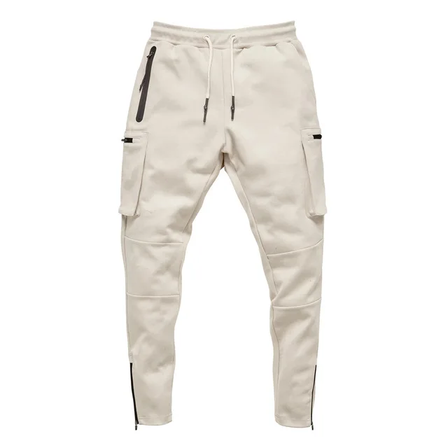 beige Спортивные штаны для бега, камуфляжные брюки с несколькими карманами, мужские повседневные штаны, спортивная одежда для спортзала, фитнеса, тренировок, Осень-зима, новые мужские спортивные штаны - Цвет: beige