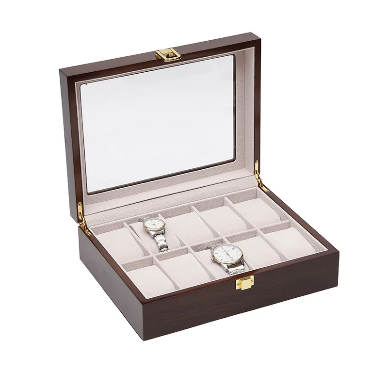 

Wood Watch Display Box Light Red Brand Mens Watch Box Fashion Watch Storage Case Organizer Jewelry Gift Box