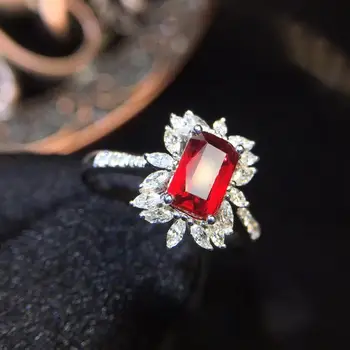 

Ruby Ring Pure 18K Gold Jewelry Real Natural 1.01ct Red Ruby Diamonds Jewelry Anniversary Female's Rings for Women's Fine Rings