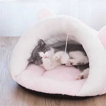 

Puppy Cave Bed Pet Tools Cute Plush Winter Warm Slipper Shape With Rabbit Ears Cat Sleep Bag Small Dog Cat Sleeping Bag