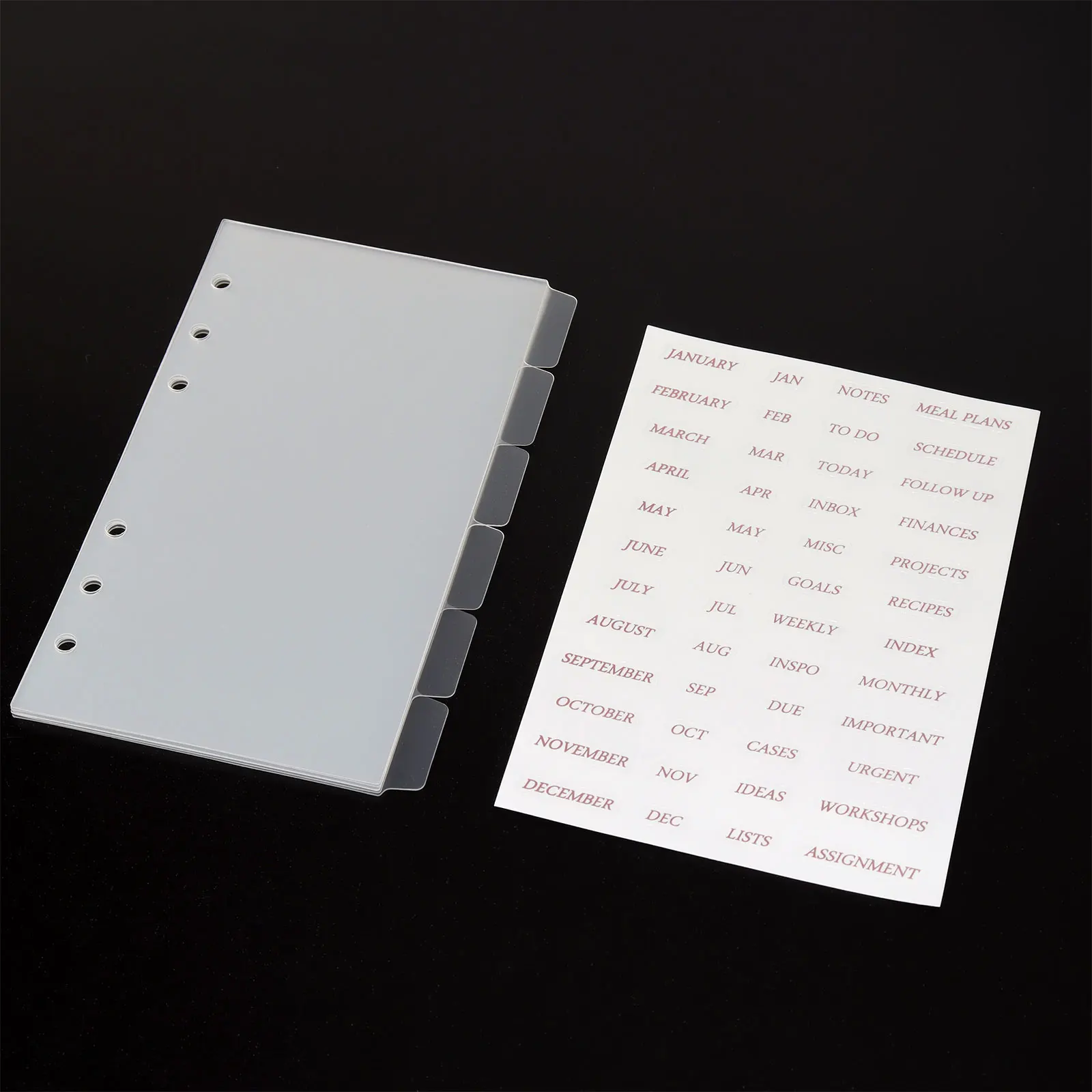 Transparent A6 Clear Dividers Loose Leaf Spiral Notebook A6 6 Ring Binder Divider Index Tab Planner Divider Pages