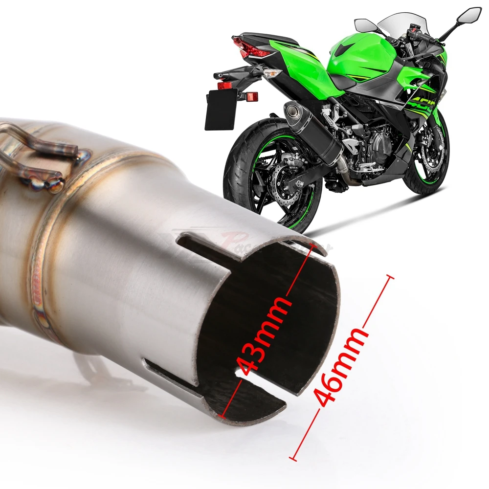 Motorcycle Exhaust Middle 51mm Link Pipe Stainless Steel Tube Street Racing Bike For Kawasaki Ninja 400 Z400