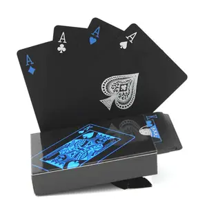 54 pcs waterproof PVC playing card cool black Plastic poker solitaire Set Creative Gift Case Classic Deck Poker