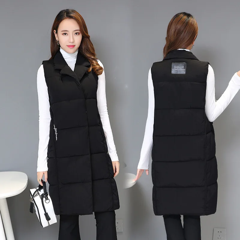 

2018 Autumn And Winter New Style down Jacket Cotton-padded Clothes Women's Korean-style Slim Fit Mid-length Waistcoat Coat-Style