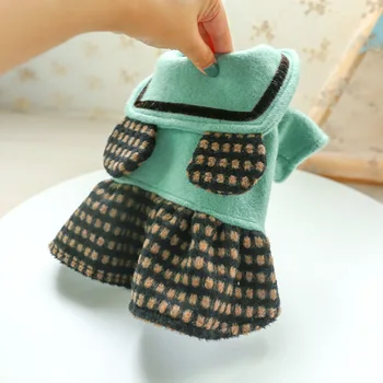 

Winter Pet Dog Dress Clothes Plaid Princess Dresses Overalls Puppy Cat Lapel Skirt Costumes for Chihuahua Small Dogs ropa perros