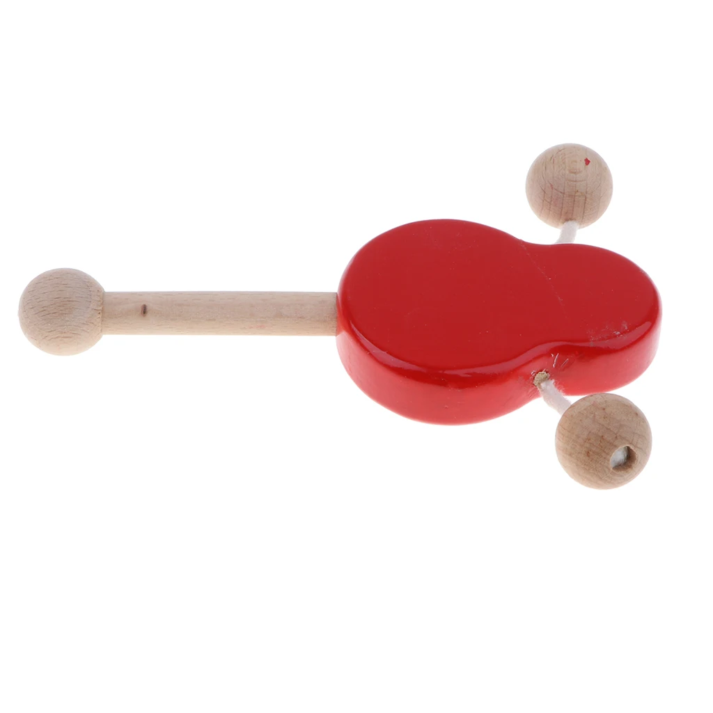 Natural Wooden Baby Rattle Drum Early Educational Grasping& Teething Montessori Sound Music Toys Toddler- Rattle-drum