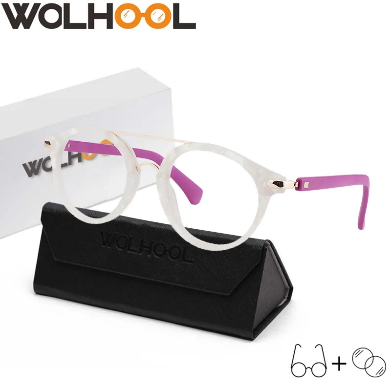 

Clear Lens Double Bridge Optical Glasses Quality Acetate Vintage Moypia Prescription Glasses Women Round Spectacles Oculos