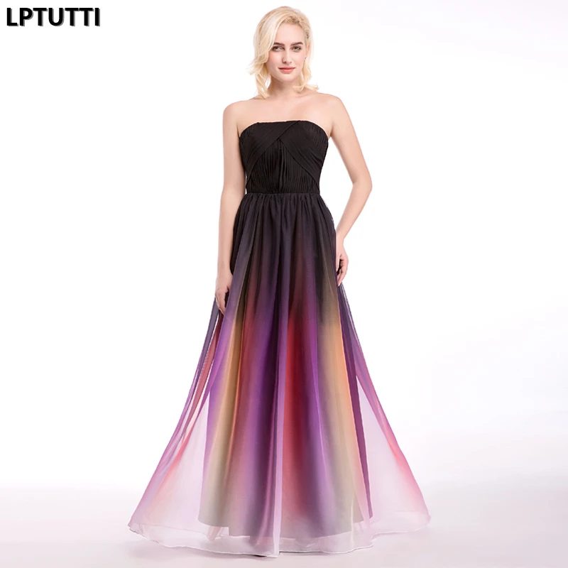 Женское длинное вечернее платье с градиентом принтом|Вечерние платья| |