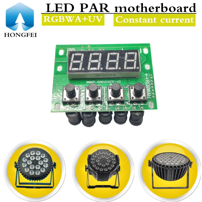 

RGBWA+UV led par motherboard constant current PCB dc12-36v 6-IN-1 LED PAR Motherboard