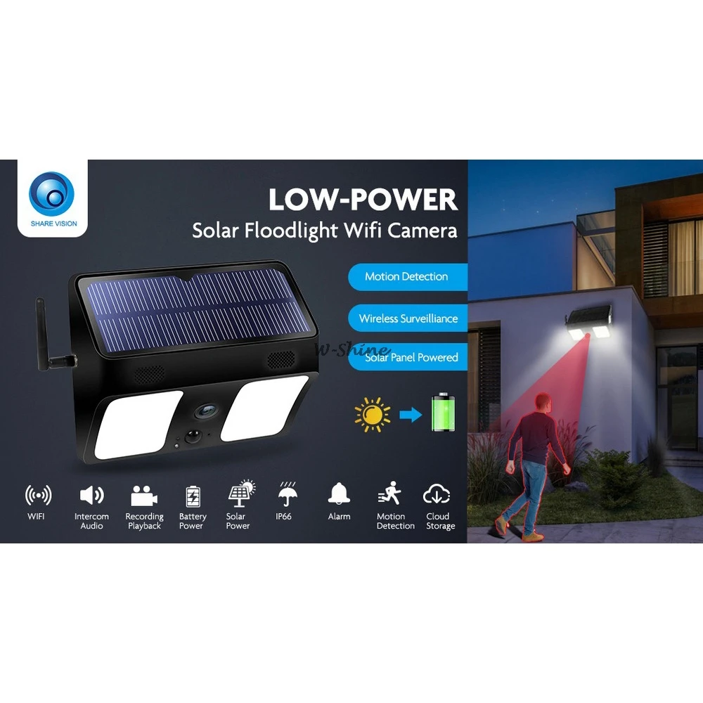 Câmera de Segurança 2 em 1 ip ao ar Solar Wifi Câmera hd 1080 p Livre Lâmpada Pir Sensor Movimento Detecção Vigilância Led Luz 2 2 em 1 led luz solar wifi