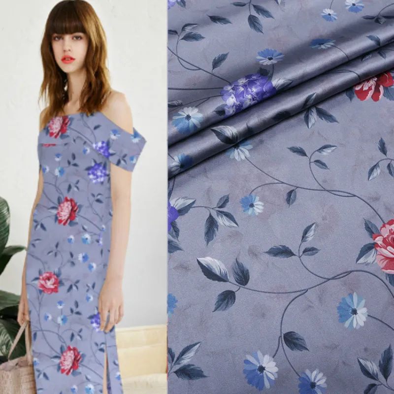 MulberrySilkStretchSatinDigitalPrintedFabricSummerCheongsam