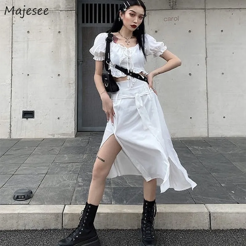 Las mujeres de dos piezas conjuntos para mujer 2020 novedad de verano de moda de encaje Bowknot lado Sexy pantalones chicas Cool mujer coreano Chic