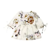 Осеннее платье для маленьких девочек с длинными рукавами и цветочным рисунком Повседневная Праздничная пачка осенние платья с принтом