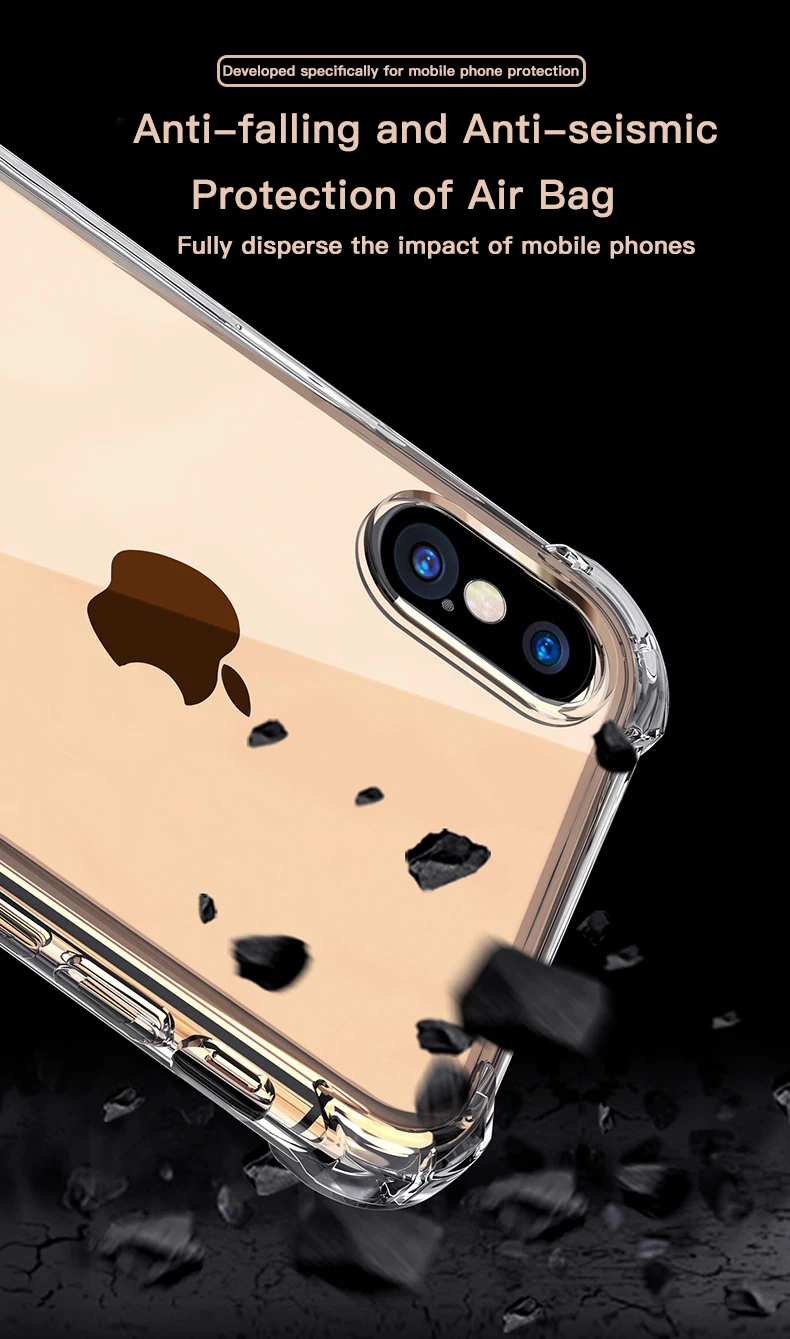 Модный противоударный бампер прозрачный силиконовый чехол для iPhone X XS XR XS Max 8 7 6 6S Plus Прозрачная защитная задняя крышка