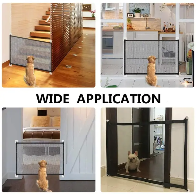 110x72 cm Pet Barrier Fence Portable Folding Breathable Mesh Dog Gate Pet Separation Guard Isolated Fence Dogs Baby Safety Fence 3