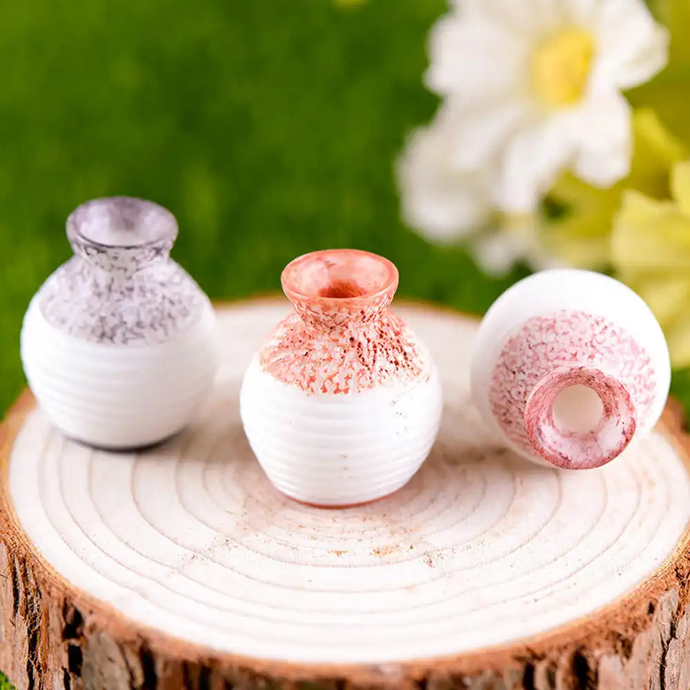 15 # resina em miniatura pequena boca vaso diy artesanato acessório casa decoração do jardim vaso de resina pequenos ornamentos mini artesanato decoração