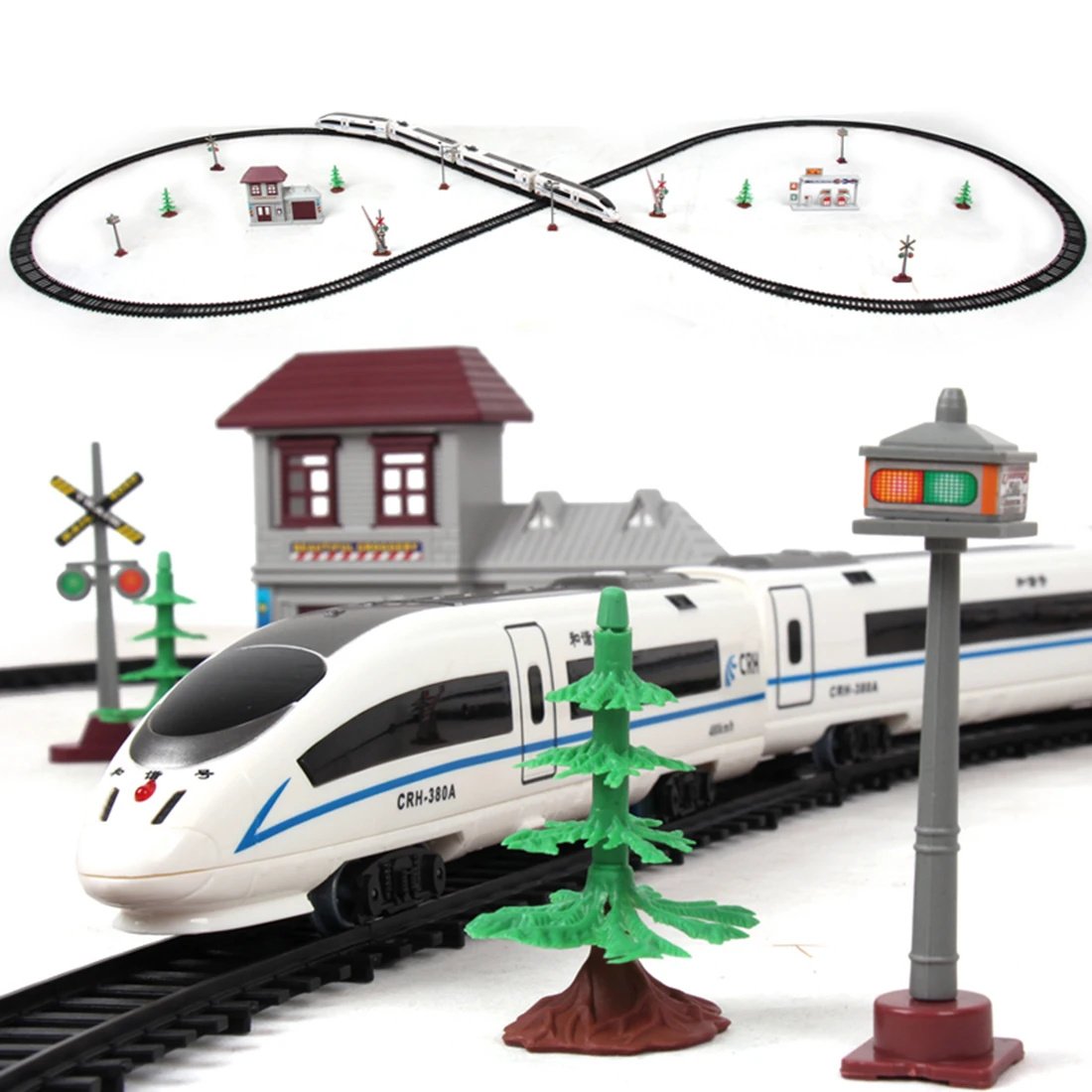 

1:87 Children Electric Simulation High-speed Rail Harmony Train Toy Set Sand Table Scene Train Track - L