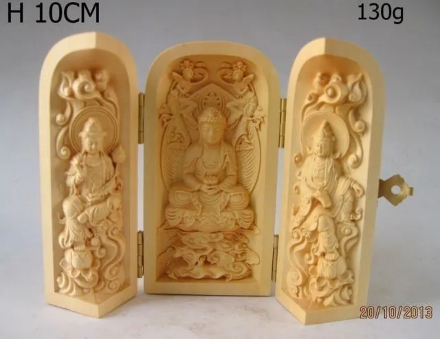 Экселенте caja de amuleto de estatua de Buda Sakyamuni y Kwan-yin