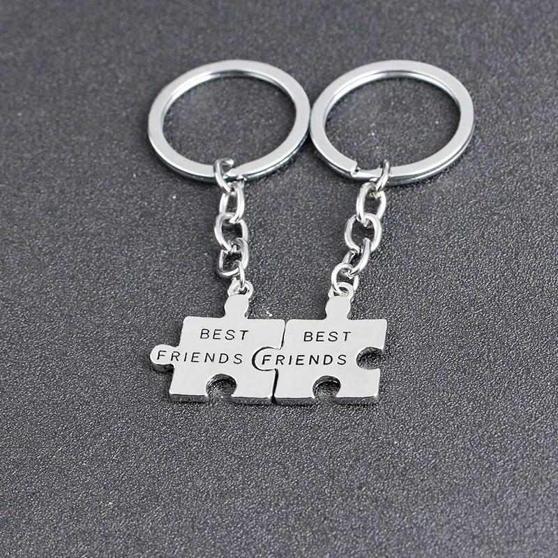 

Hot Selling Accessories Creative Geometry Jigsaw Puzzle Good Friend Best Friends Pendant Keychain