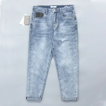 

Nine logo 2020 four season new men's jeans light color casual pants men's OEM Korean pants