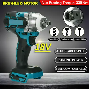 

18V Electric Brushless Impact Wrench Cordless 1/2 Socket Wrench Power Tool Rechargeable For Makita Battery DTW285Z