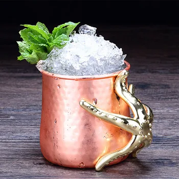 

Starfish handle metal stainless steel rose gold Moscow mule cocktail glass 520ml