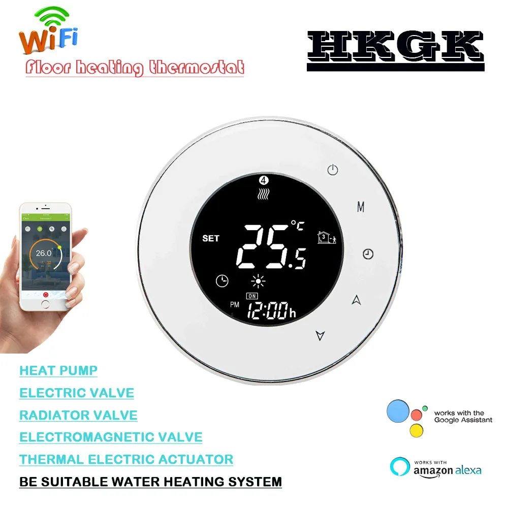 95-240VAC WIFI thermostatic radiator valve thermostat google home control for floor heating 3A Electric actuator