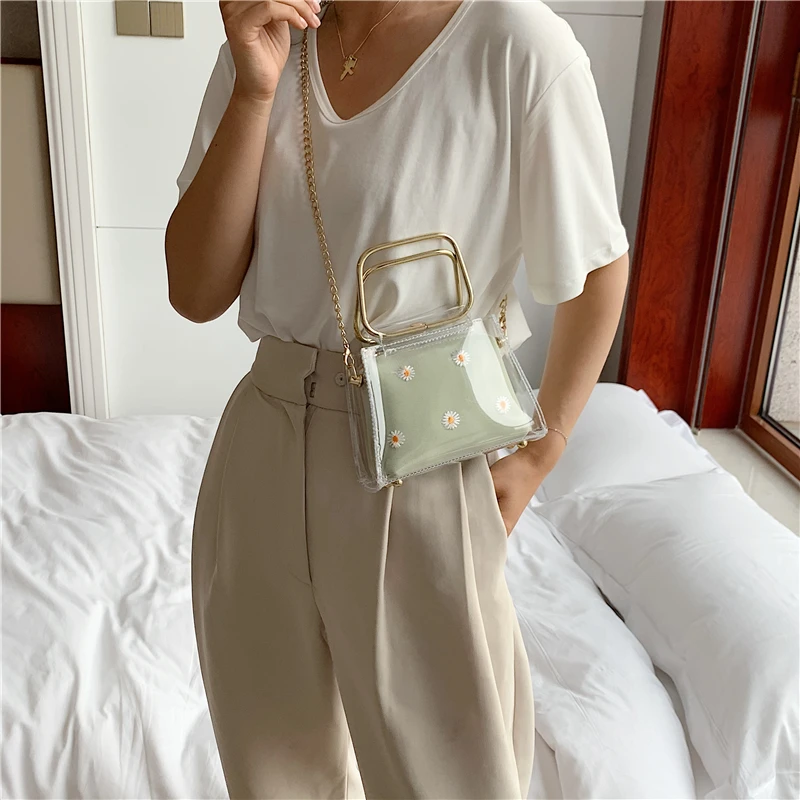 

Spring Summer Transparent Small Daisy Bag Female 2020 Popular Fashion Wild Shoulder Foreign Chain Crossbody Bag Bolsa Feminina