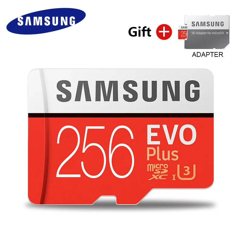 SAMSUNG TF Micro SD карта 32 Гб 64 Гб карта памяти MicroSD EVO Plus класс 10 класс 3 128 ГБ+ адаптер usb кардридер - Емкость: 256GB EVO Plus