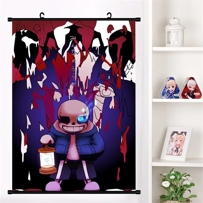Аниме игра Undertale Sans Frisk Flowey Chara настенная прокрутка настенный плакат коллекция домашнего декора арт-подарки - Цвет: K