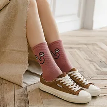 Feitong, женские носки, 1 пара, Harajuku, милые, хлопковые, эластичные, стиль, Kawaii Art, смешное лицо, хлопковые носки, носки женски