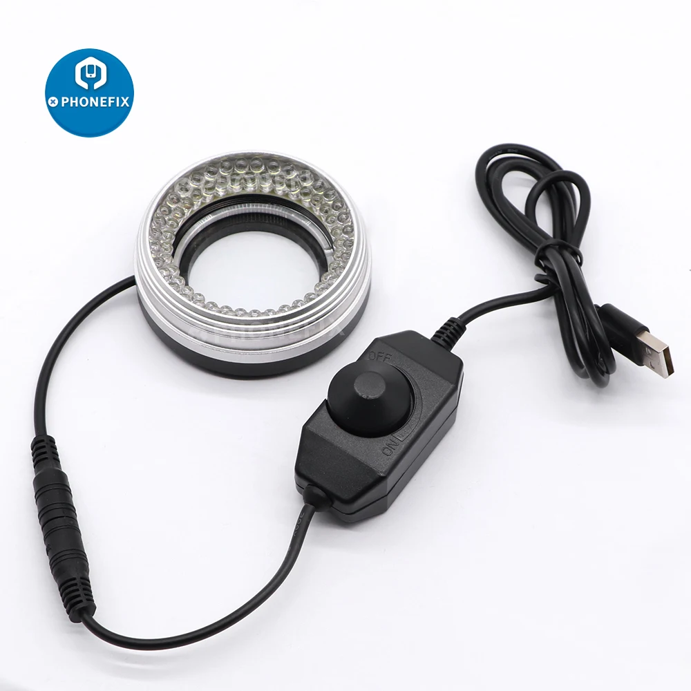 Microscope Lamp 72pcs LED Anti-Dust Smoke Lens Ring Lamp USB Charging Microscope Light Lamp For Stereo Microscope Shadow Less Ring Illuminator