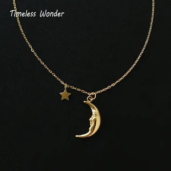 

Timeless Wonder Titanium Moon Star Charms Chains Necklace Women Stainless Steel Jewelry Boho Designer Kpop Cute Ins Trendy 7723