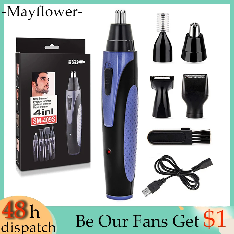 4 In 1 Men Nose Hair Trimmer Rechargeable Usb Nose Ear Trimmer Beard