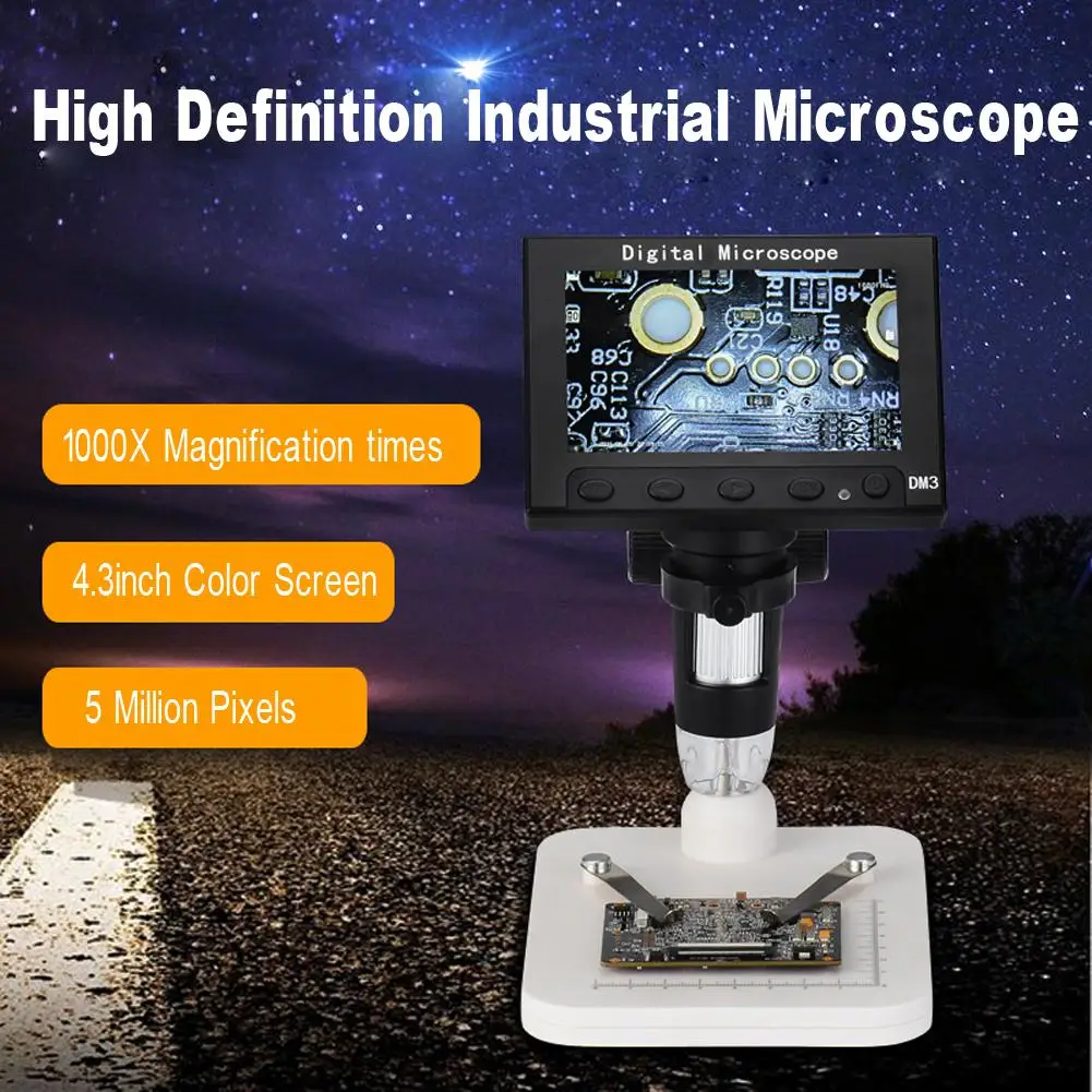 

4.3inch 1000X 5MP USB Digital Electronic Microscope 8 LED VGA Microscopio with 4.3" HD LCD Screen for Repair Beauty
