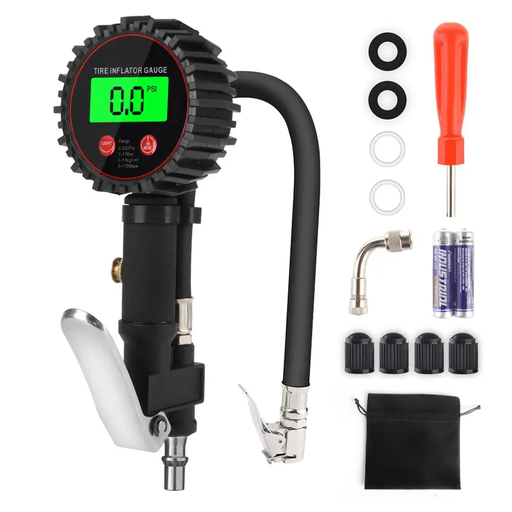 

Smart Tire Inflator Pressure Gauge 250PSI Tire Pressure Sensors for Car Motorcycle Tire Pressure Gauge LCD Display Inflator Test