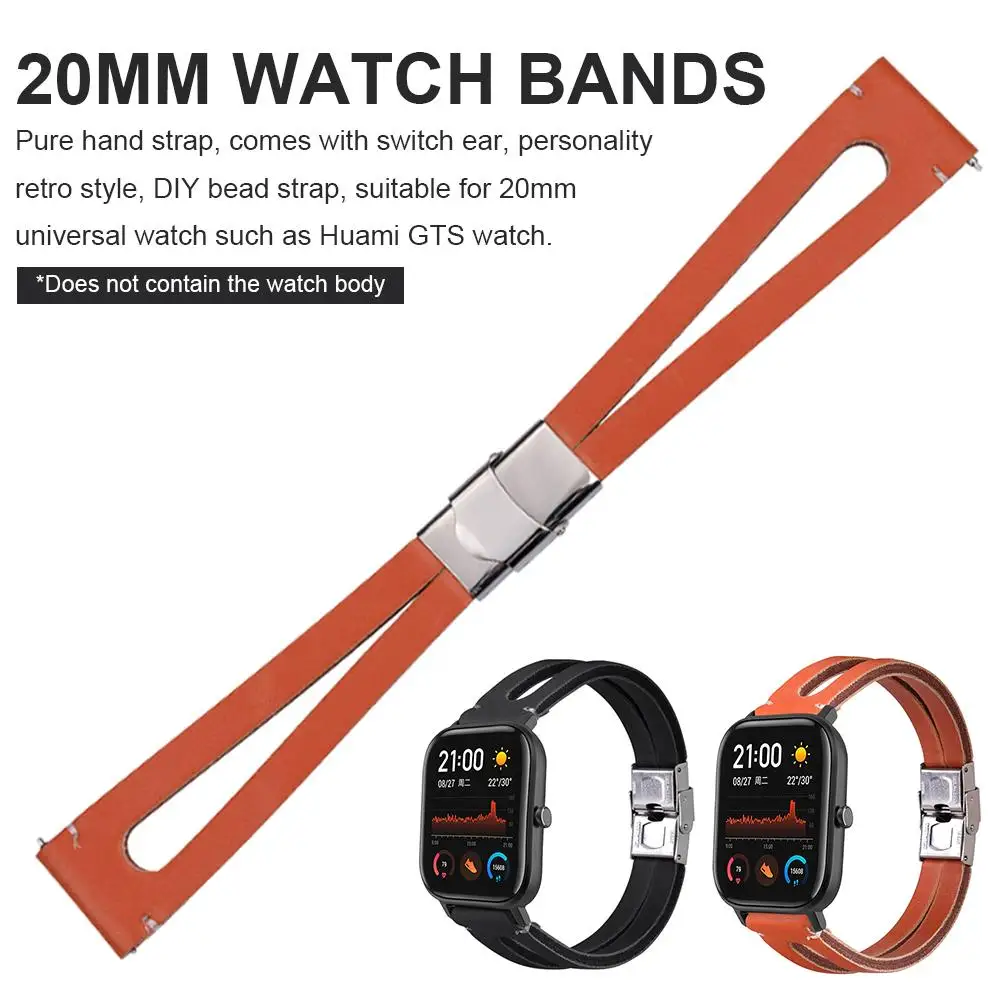 Для Huami GTR ремешок для часов кожаный ретро браслет для Huami Amazfit GTS Смарт часы браслет 20 мм универсальный ремешок для часов