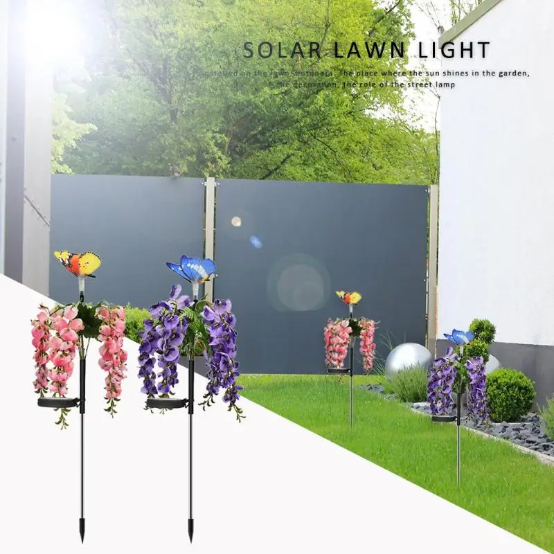

Waterproof Solar LED Lawn Lamp Spike Butterfly Flowers Outdoor Wall Ground Light Beautiful Creative Minimalistl Appearance