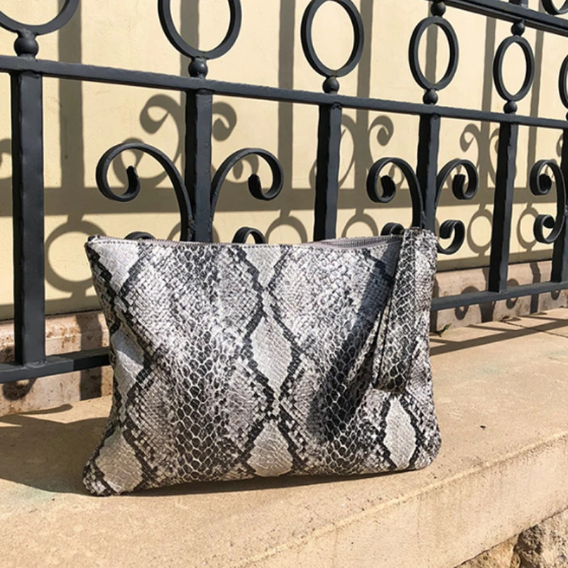 Женская сумка-клатч Роскошная индивидуальная модная сумка-конверт с рисунком змеи большой емкости