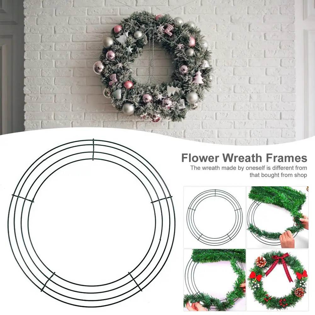 Round Hoop DIY Christmas Decoration Wire Wreath Frame Wall Hanging Sturdy  For Wedding Metal Valentines Decorations